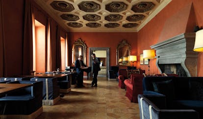 La Posta Vecchia Latium lounge communal seating area ornate décor original architecture