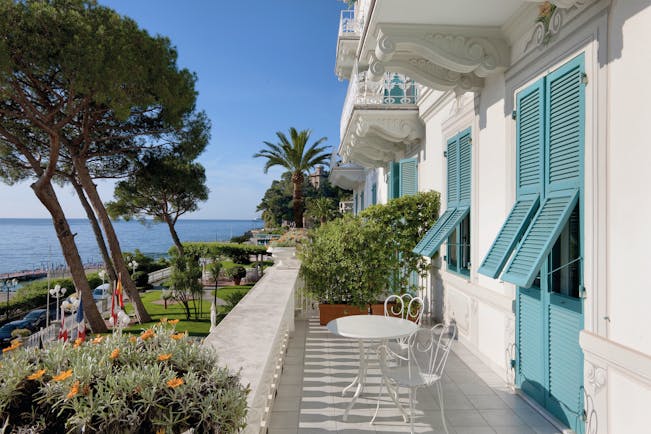 Grand Hotel Miramare Ligurian Riviera balcony shuttered windows views over the ocean