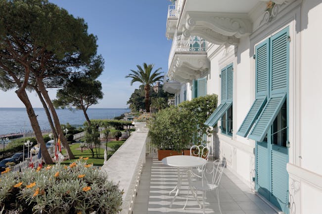 Grand Hotel Miramare Ligurian Riviera balcony shuttered windows views over the ocean
