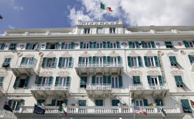 Grand Hotel Miramare Ligurian Riviera exterior front of hotel building italian flag