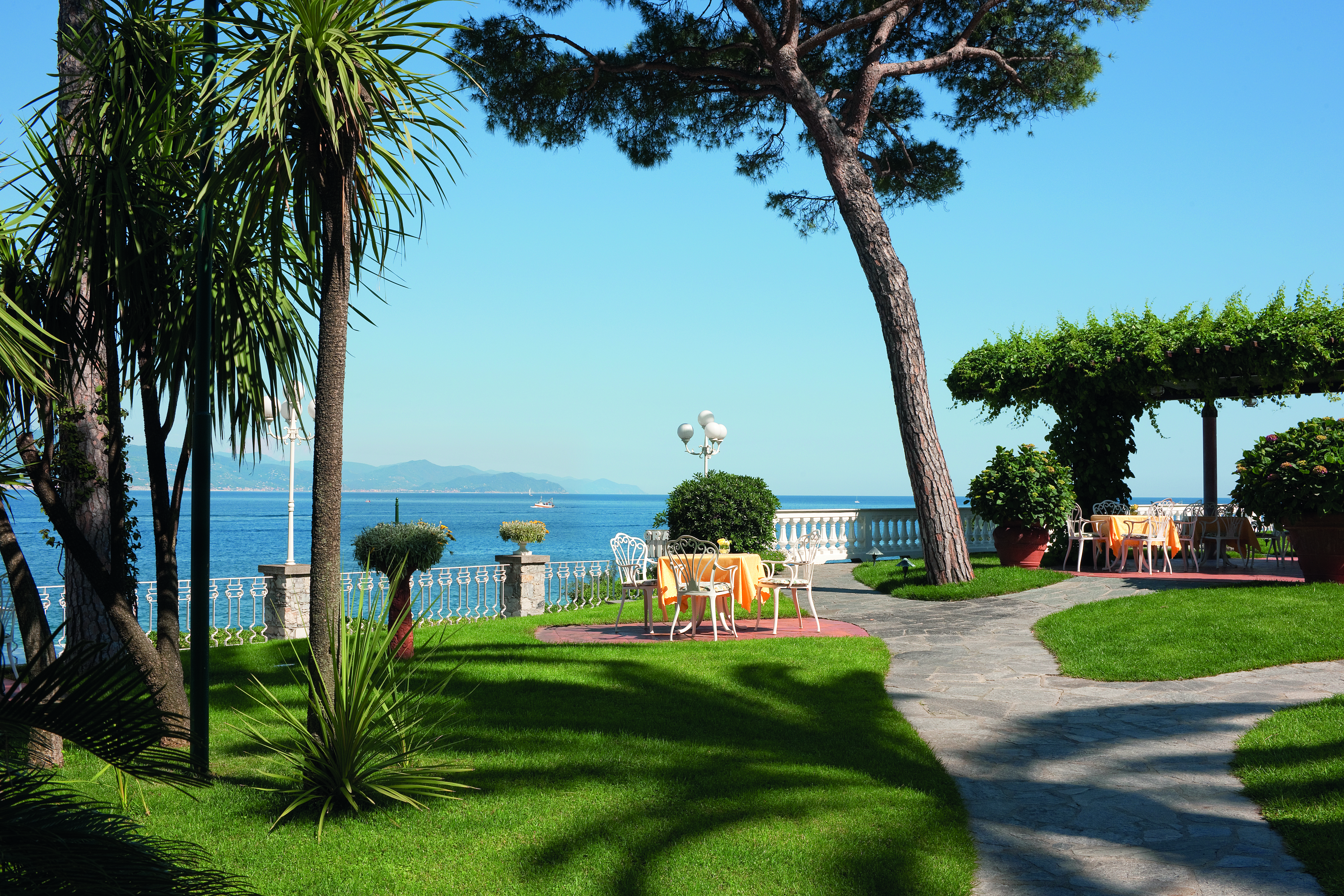 Grand Hotel Miramare Ligurian Riviera garden outdoor seating area views over the sea