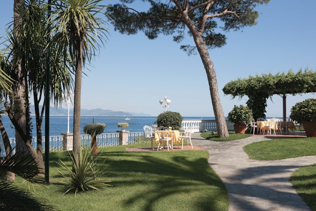 Grand Hotel Miramare Ligurian Riviera garden outdoor seating area views over the sea