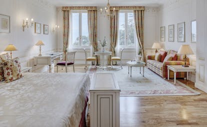 Splendido Portofino executive junior suite bed living area elegant décor