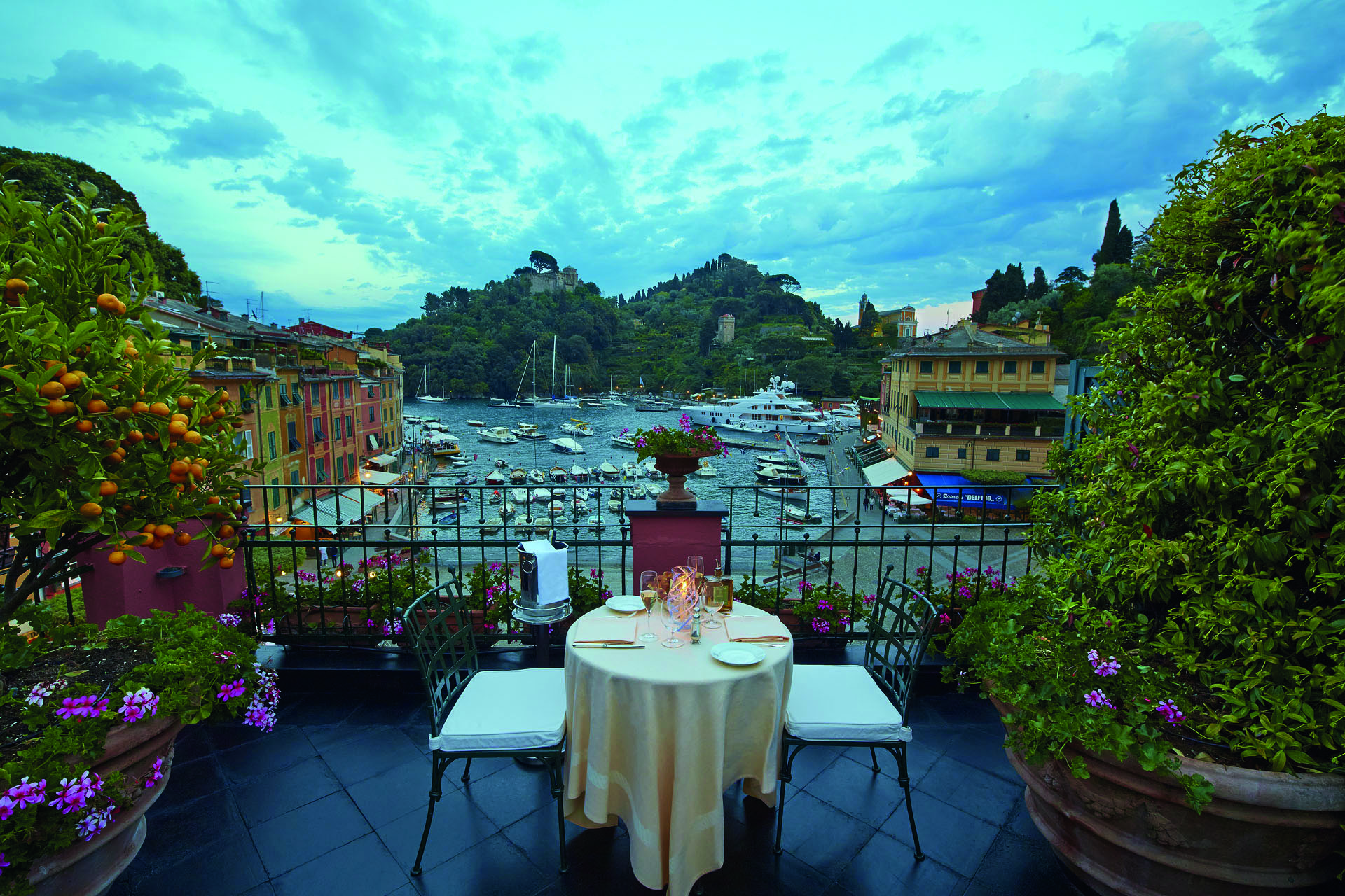 Splendido Portofino Ava Gardner suite terrace dining views of harbour
