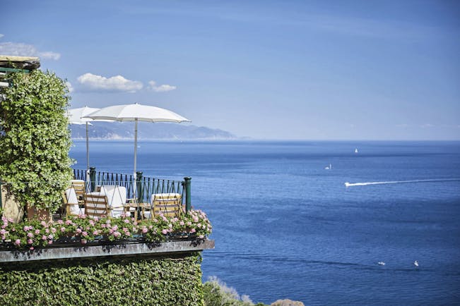 Splendido Portofino terrace outdoor dining area overlooking the sea