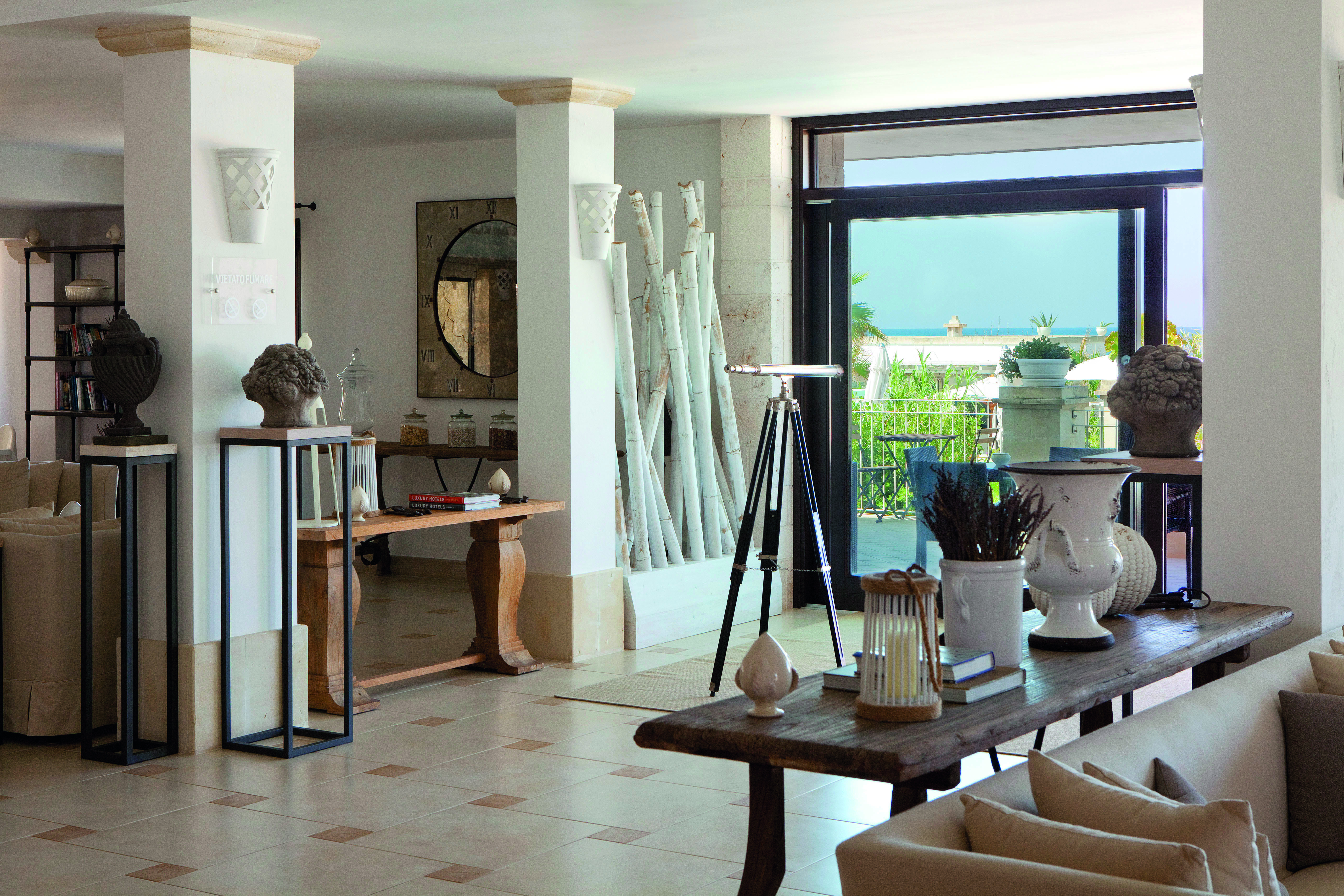 Canne Bianche Puglia lobby contemporary modern décor 