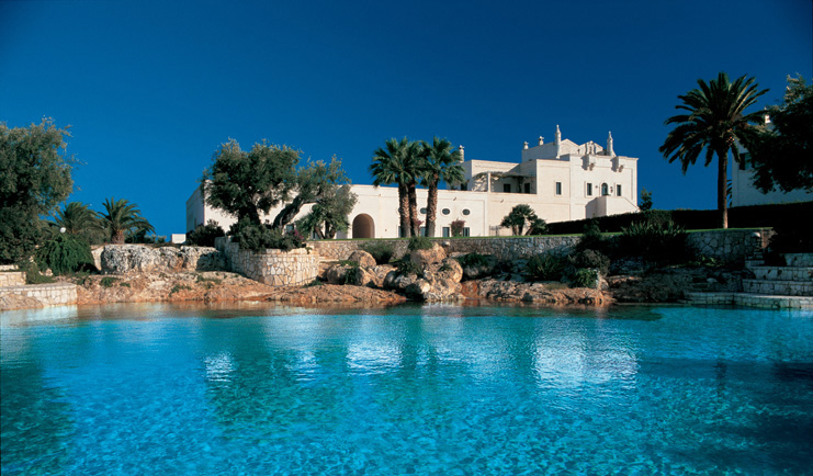 Masseria San Domenico Puglia pool blue water hotel building 
