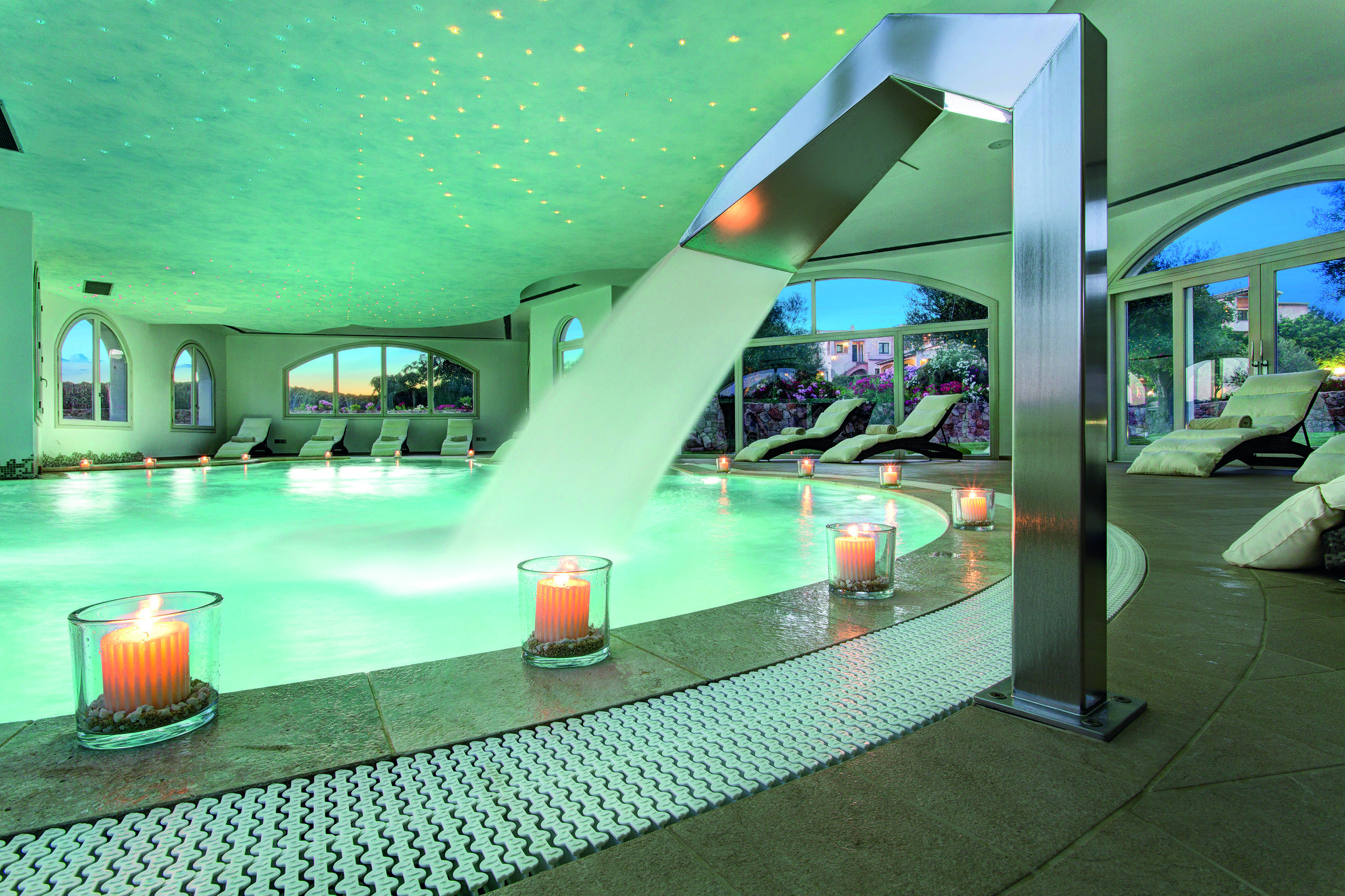 La Rocca Sardinia spa pool indoor neck waterfall