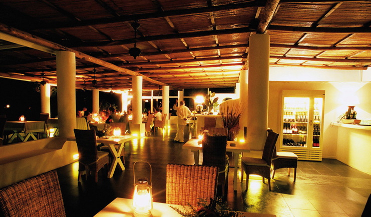 Capofaro Hotel Sicily restaurant covered terrace architectural features