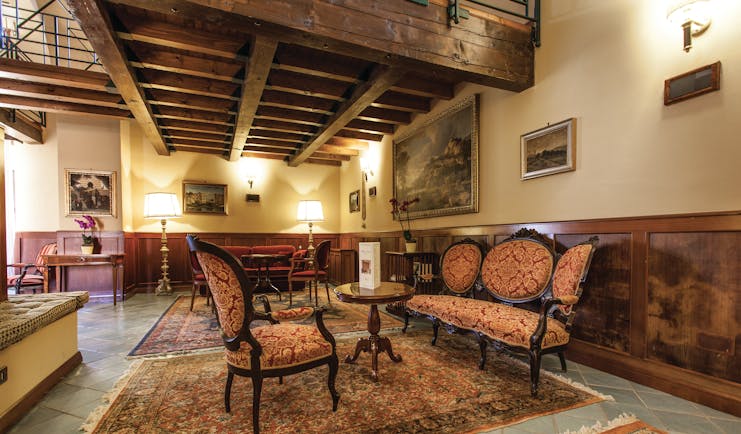 Hotel Baglio Della Luna Sicily lounge indoor communal seating area traditional décor