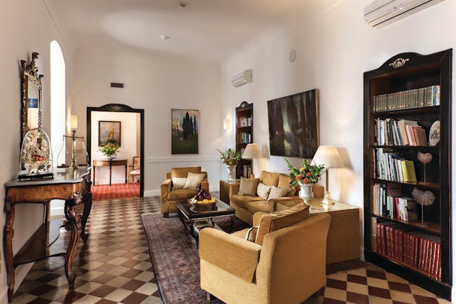 Hotel Villa Belvedere Sicily reading lounge communal seating area stylish décor