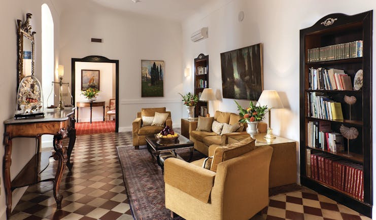 Hotel Villa Belvedere Sicily reading lounge communal seating area stylish décor