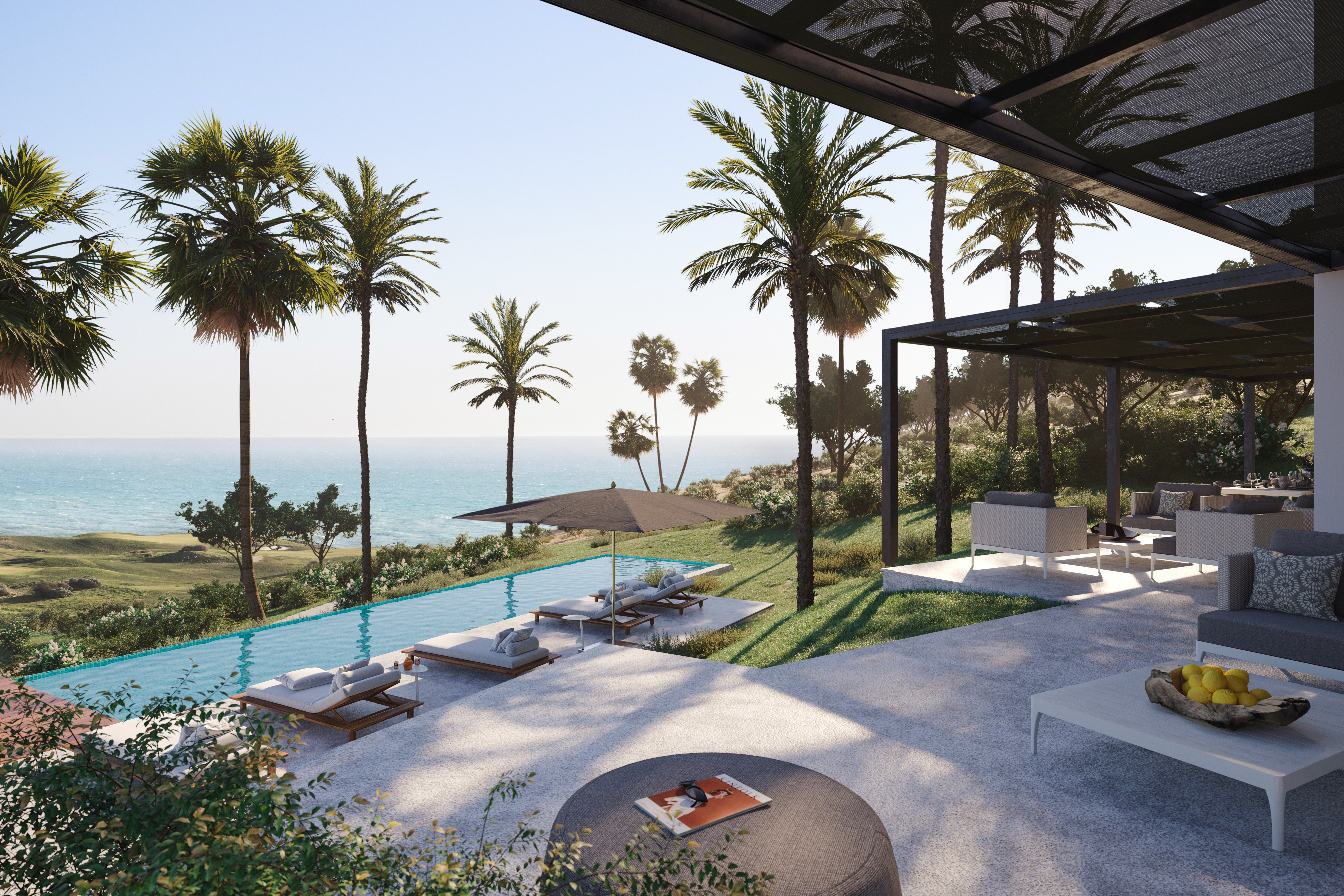 Verdura Resort terrace of villa with private pool and sea view