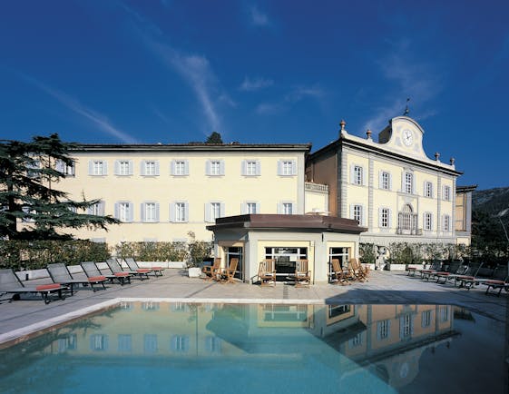 Bagni Di Pisa Tuscany hotel exterior pool terrace sun loungers hotel building
