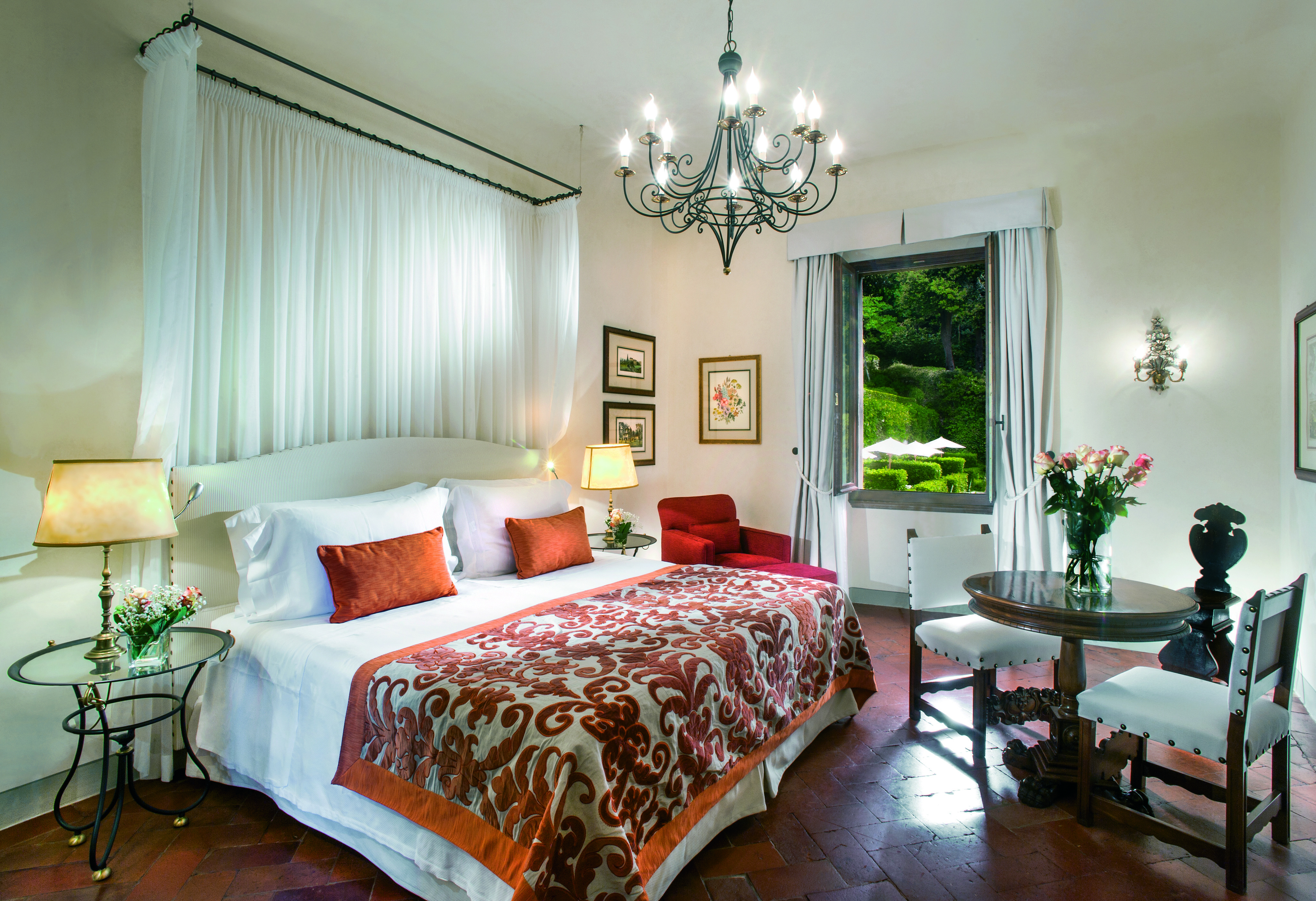 Villa San Michele Tuscany deluxe room bed bedroom furniture modern décor