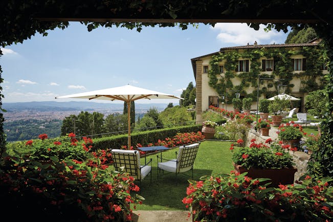 Villa San Michele Tuscany gardens lawns outside seating countryside views