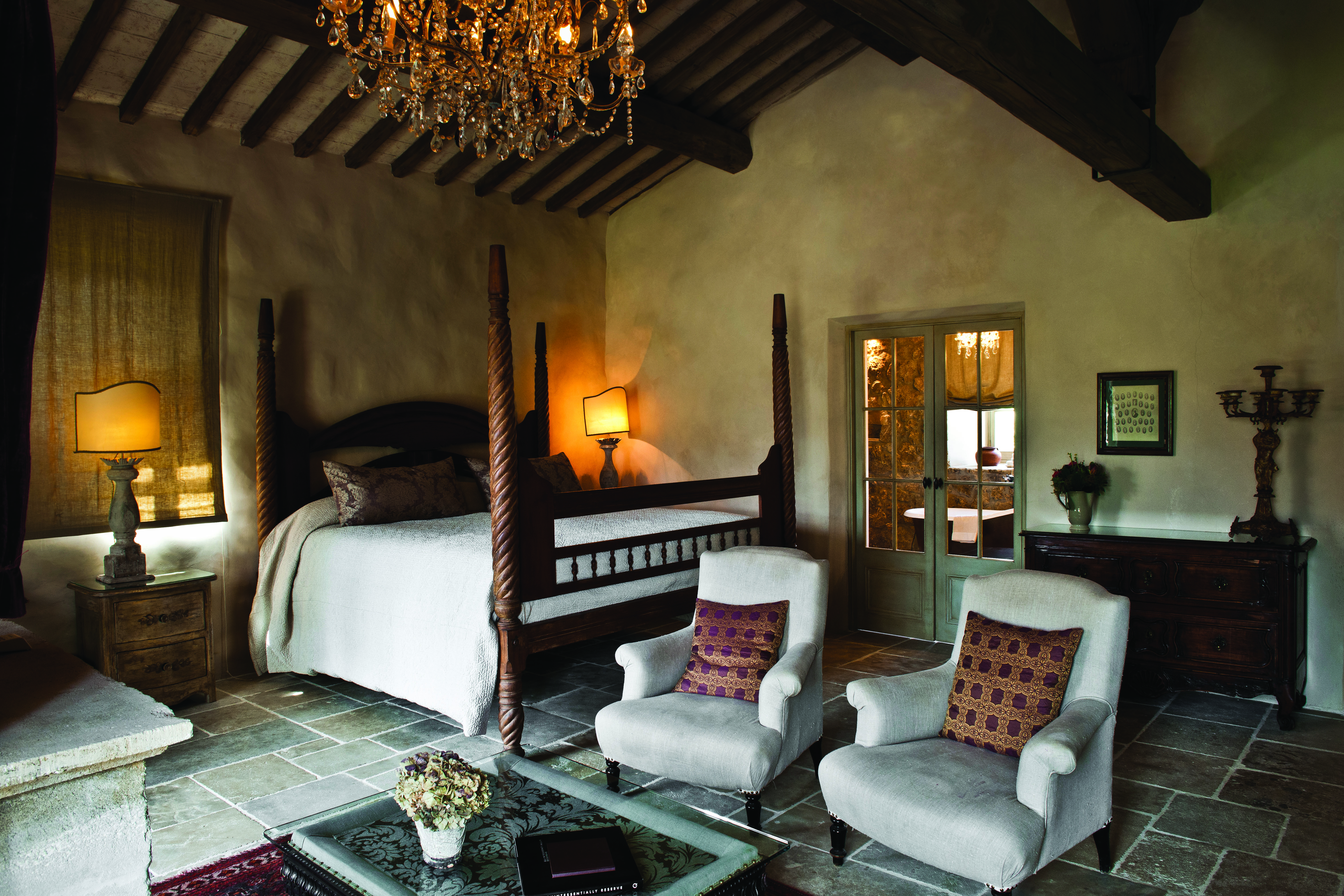 Borgo Santo Pietro Tuscany maggiorana suite four poster bed rustic décor