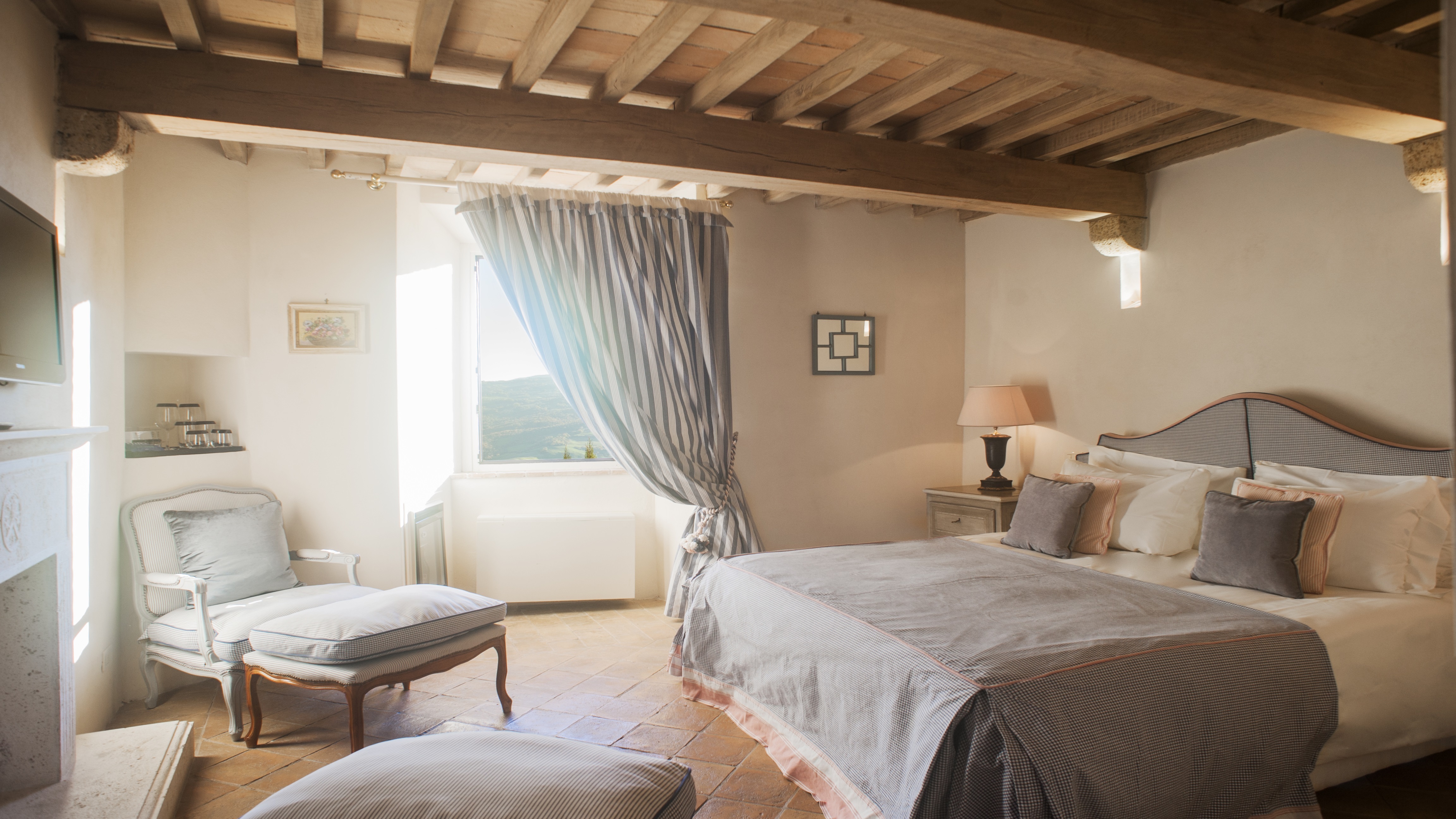 Tuscan castle hotel with country views