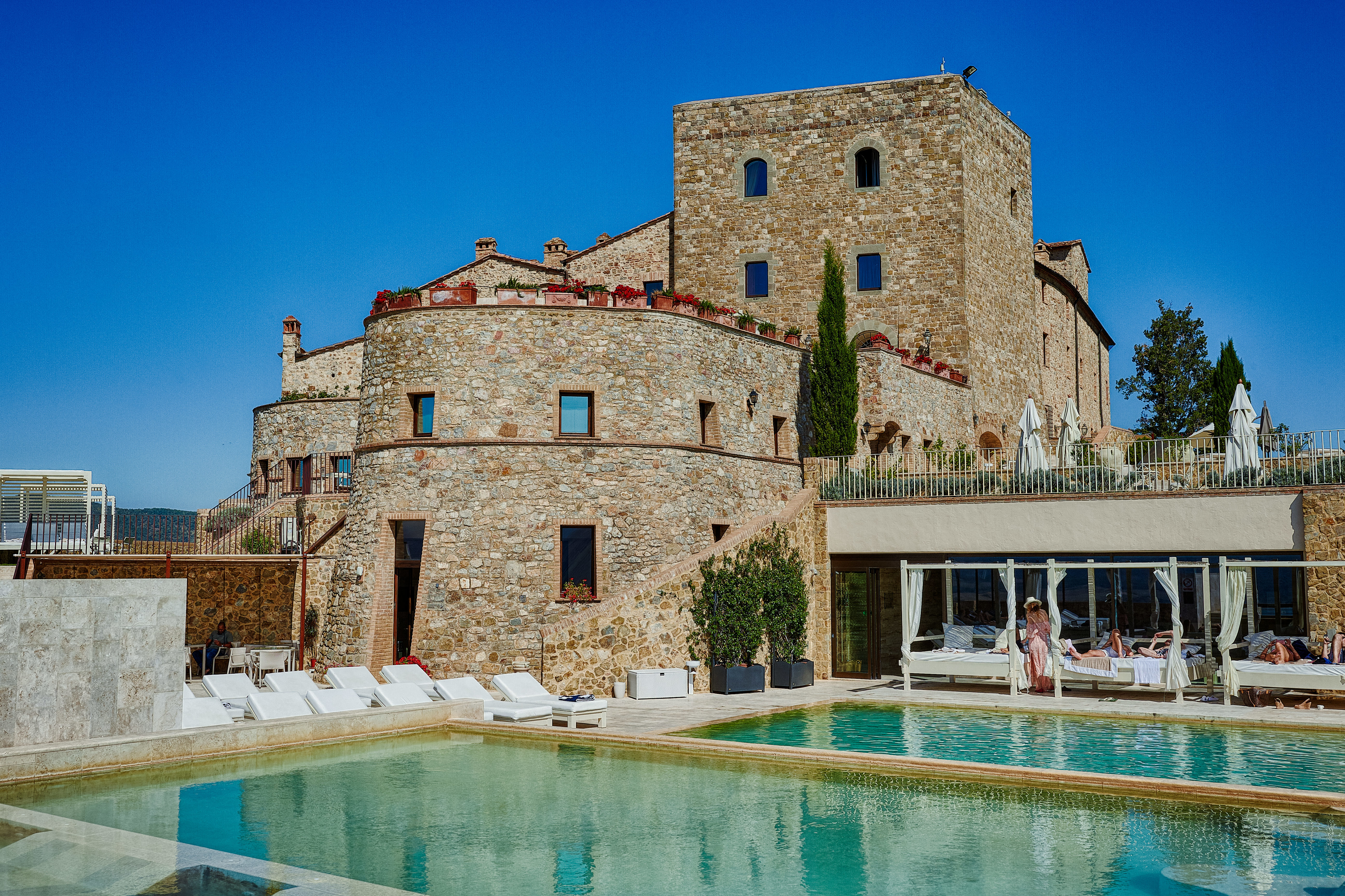 Tuscan castle hotel with country views