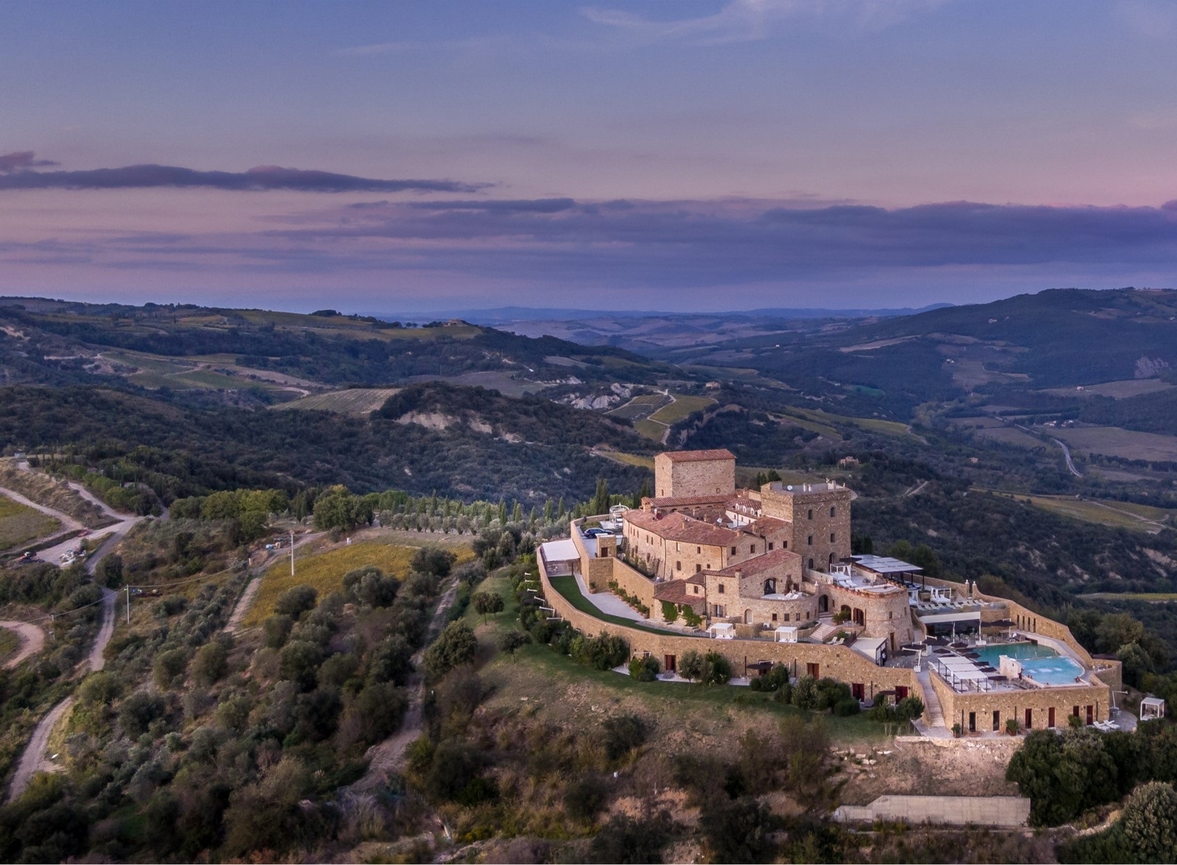 Tuscan castle hotel with country views