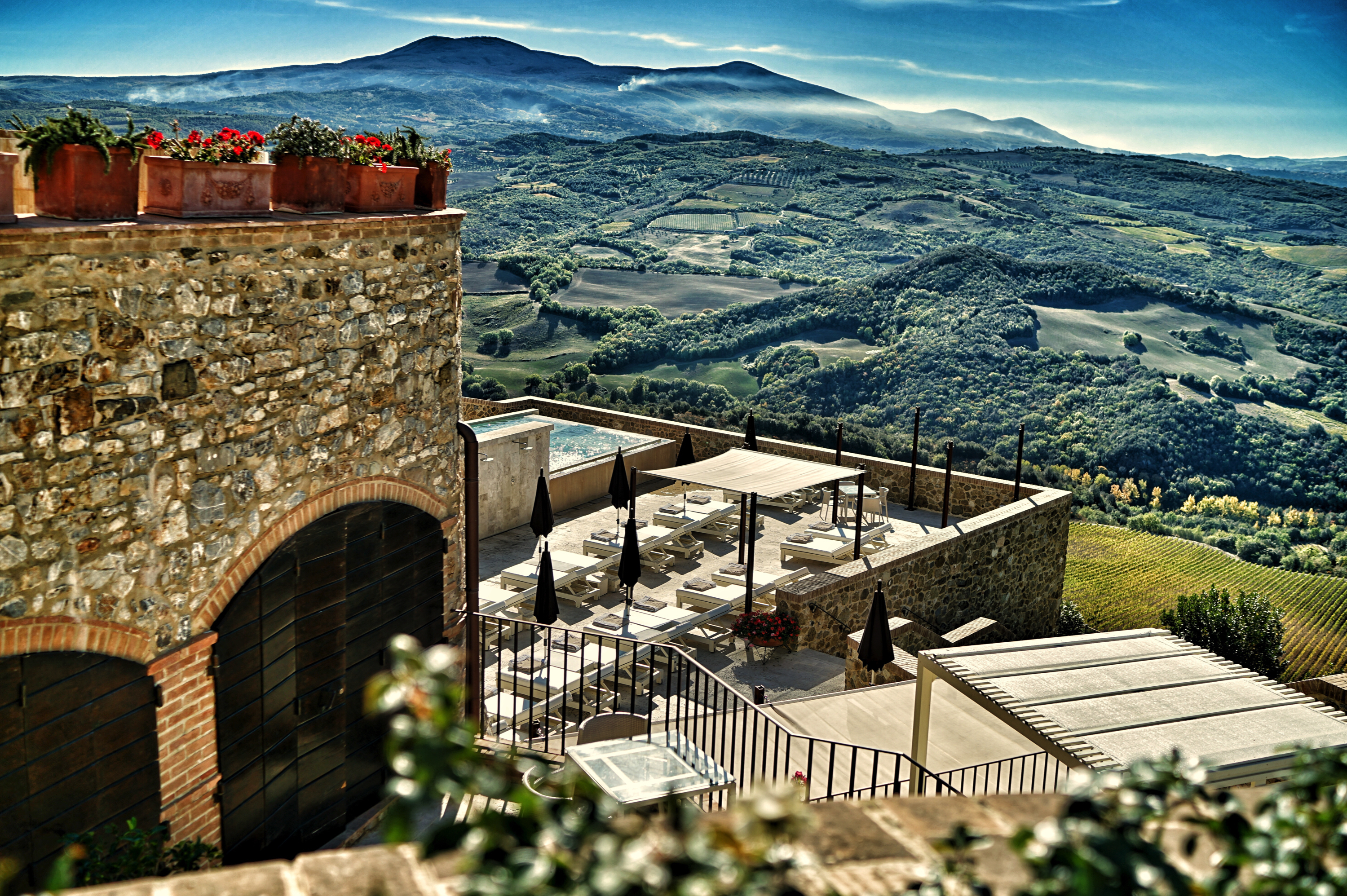 Tuscan castle hotel with country views