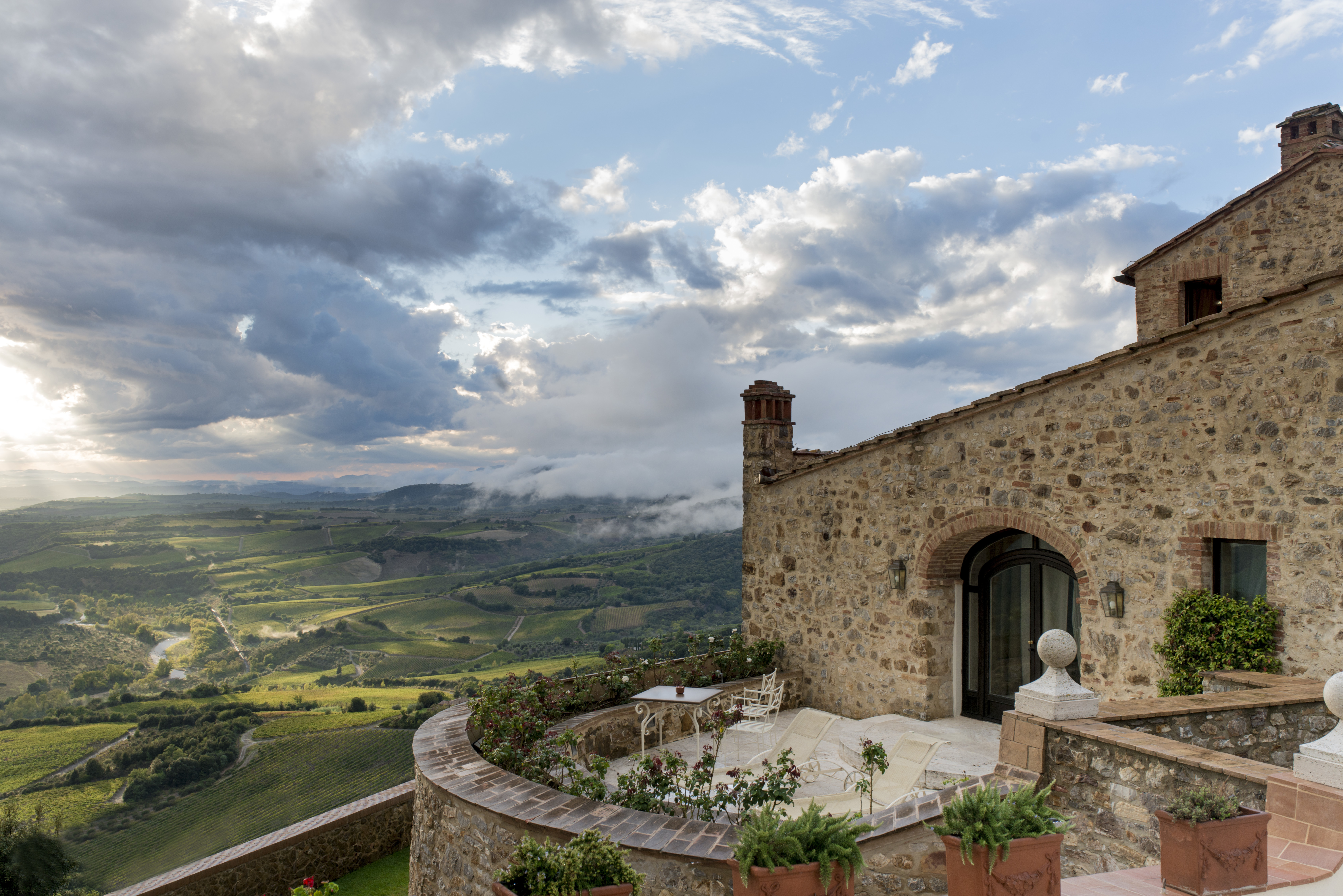 Tuscan castle hotel with country views