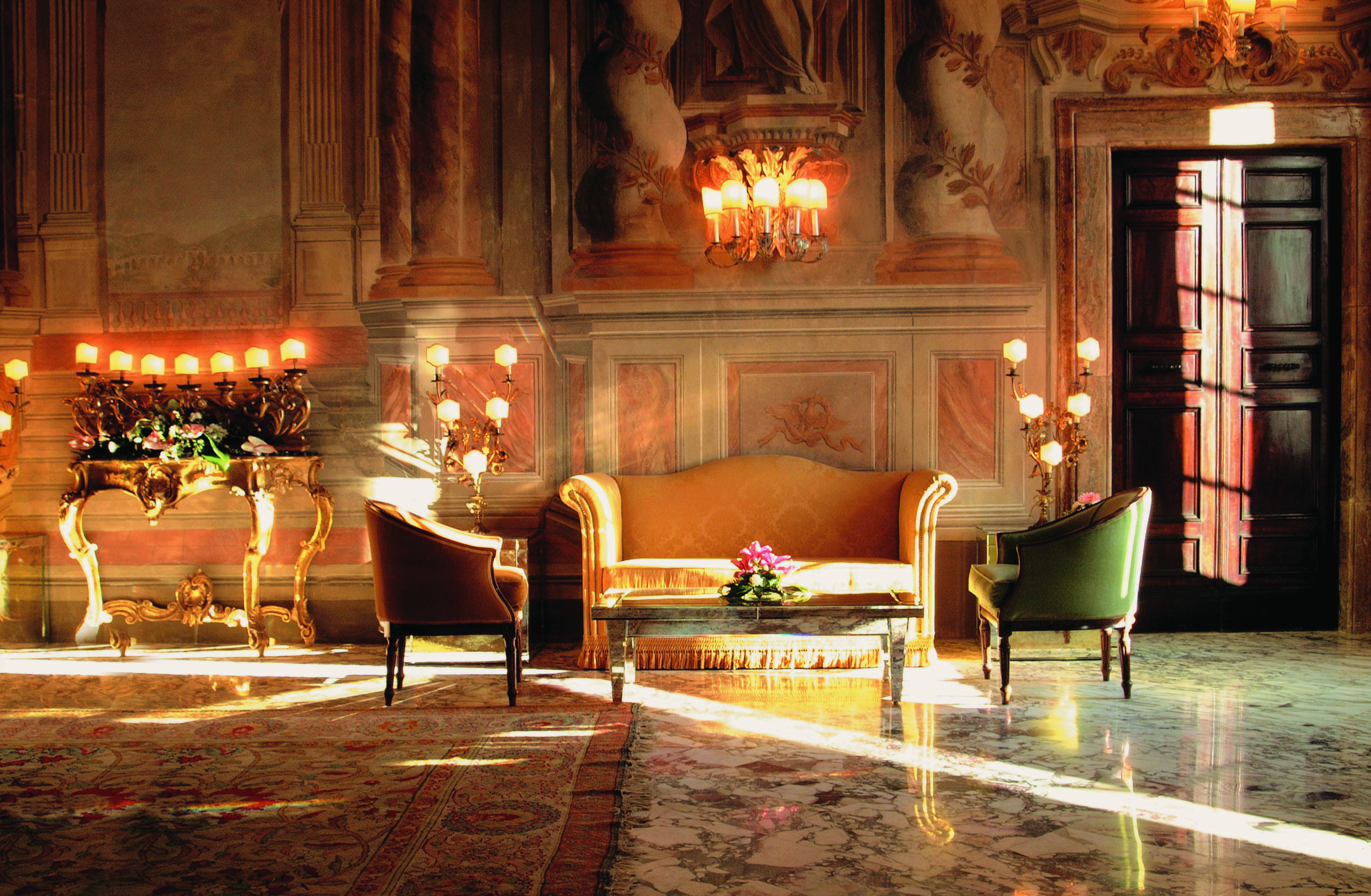 Grand Hotel Continental Tuscany Salone delle Feste ornate décor marble