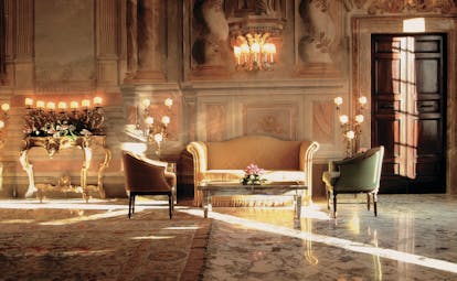 Grand Hotel Continental Tuscany Salone delle Feste ornate décor marble