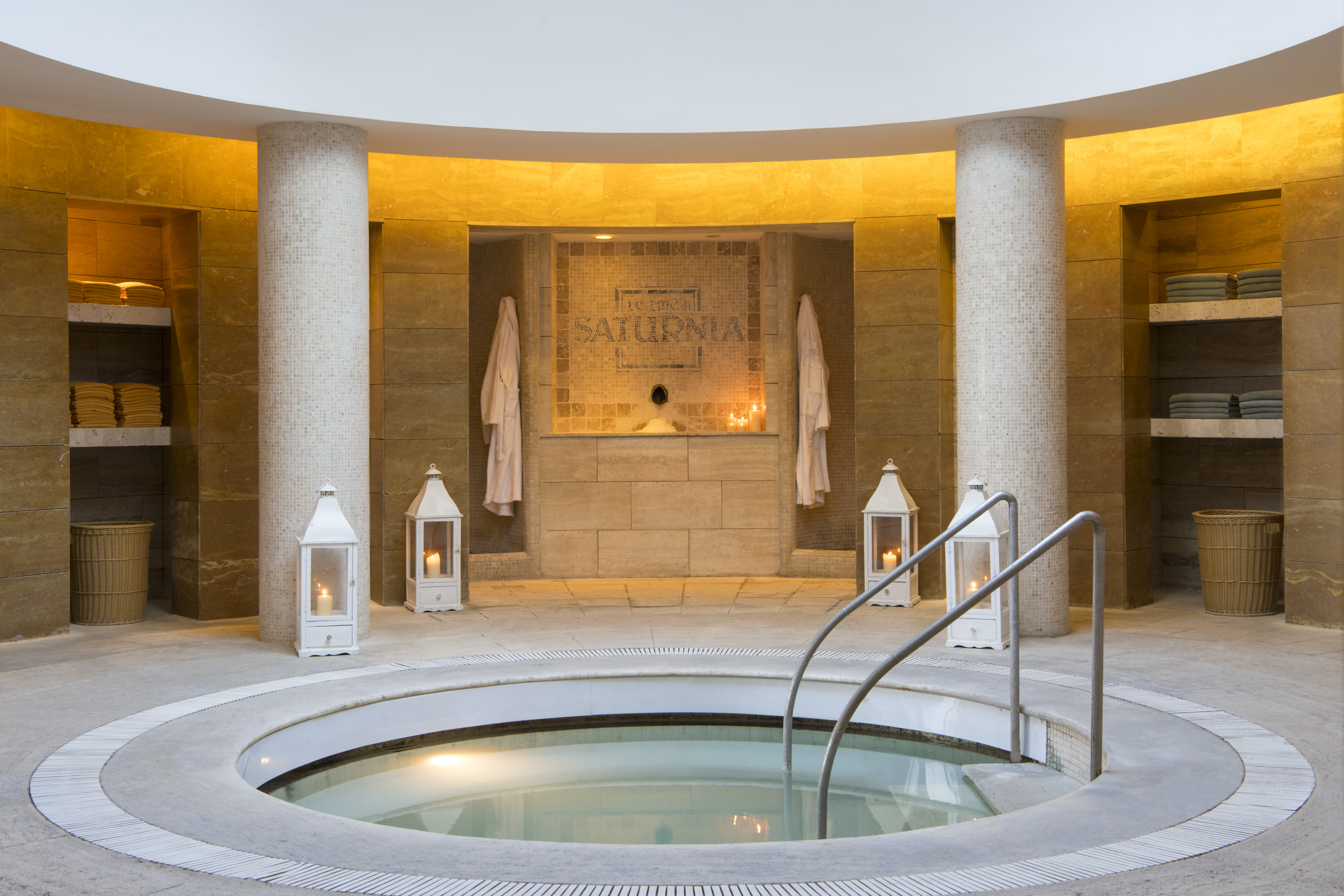 Roman bathing pool at Saturnia with candles around