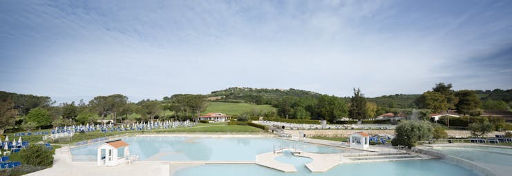 Several linked thermal pools and seating