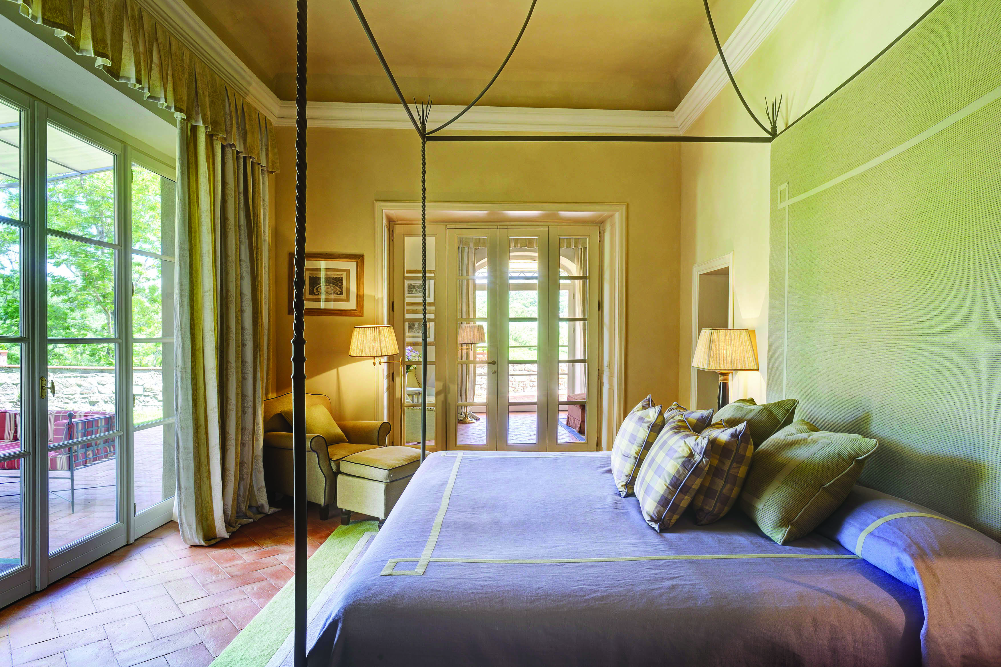 Villa La Massa Tuscany presidential suite master bedroom elegant décor 