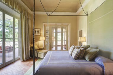 Villa La Massa Tuscany presidential suite master bedroom elegant décor 
