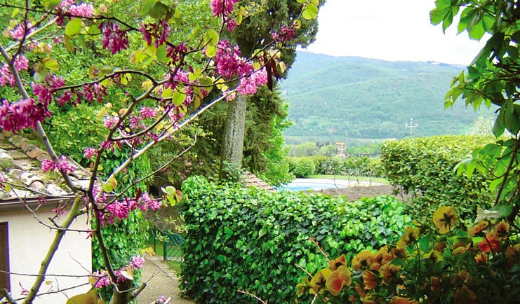 Villa Le Barone Tuscany gardens trees plants view of countryside