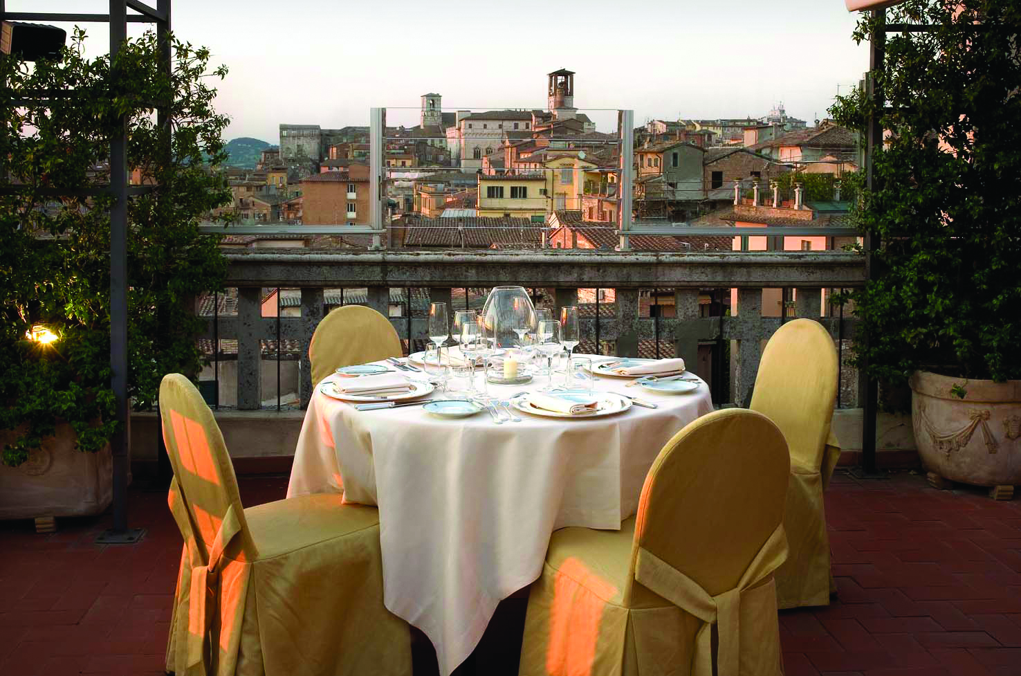 Hotel Brufani Palace Umbria balcony dining outdoor dining city views