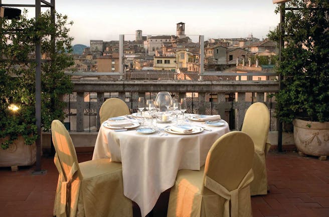Hotel Brufani Palace Umbria balcony dining outdoor dining city views