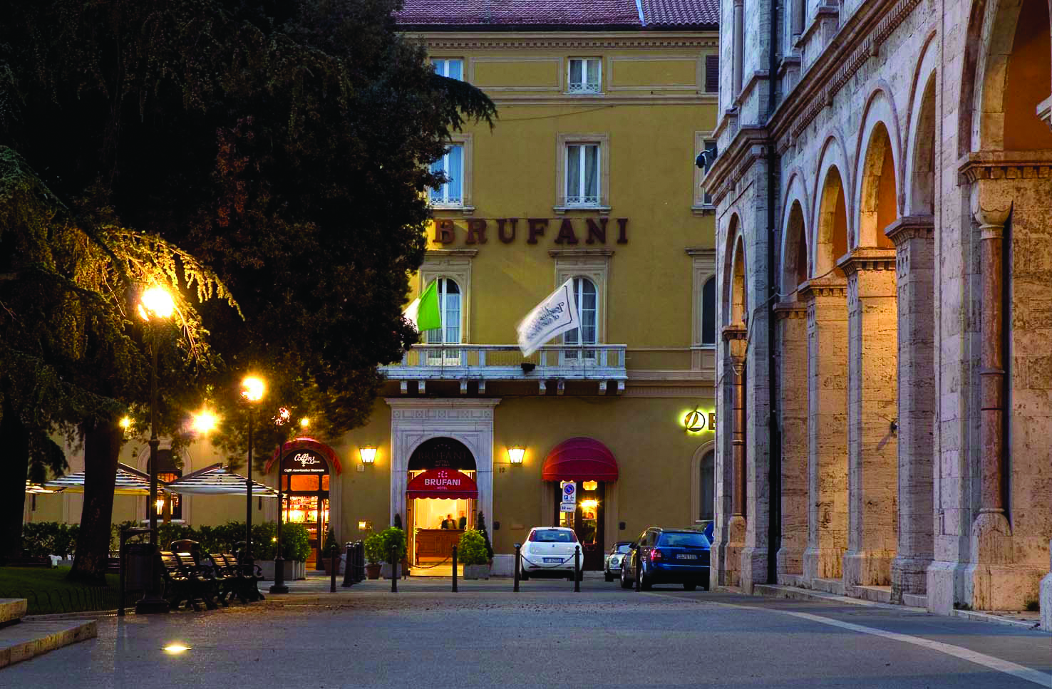 Hotel Brufani Palace Umbria exterior entrance doorway patio 