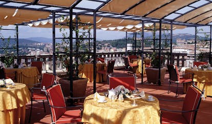 Hotel Brufani Palace Umbria terrace restaurant outdoor dining overlooking city