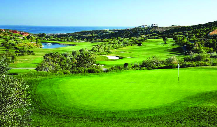 Finca Cortesin Andalucia exterior building gardens mountain in background