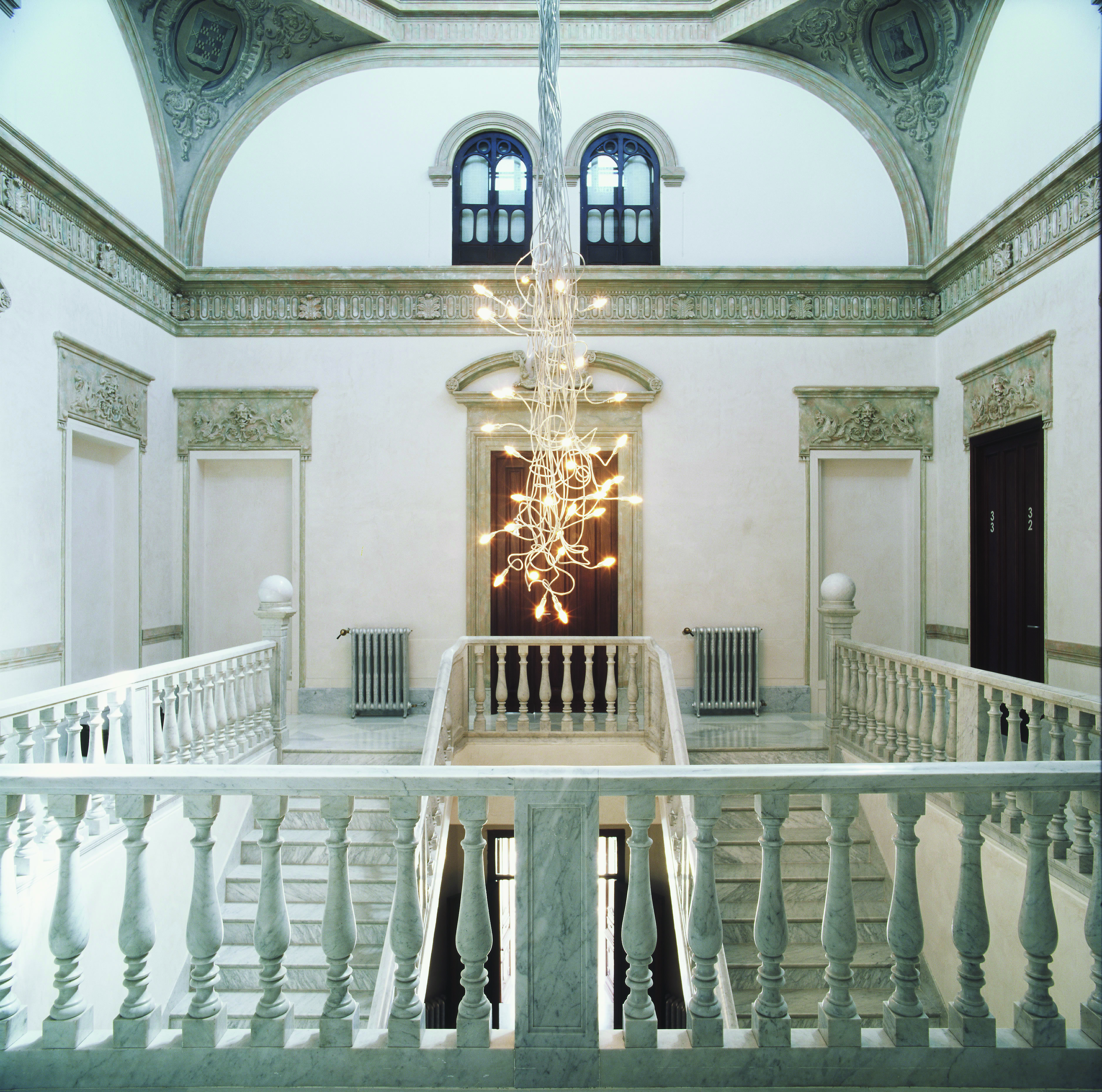 Palacio de los Patos Granada staircase marble staircase modern chandelier 
