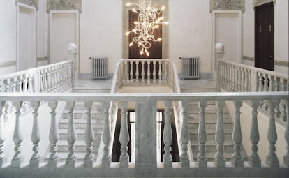 Palacio de los Patos Granada staircase marble staircase modern chandelier