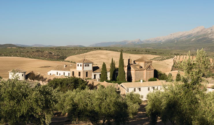 Cortijo de Marques Andalucia aerial shot hotel building countryside surrounds mountain