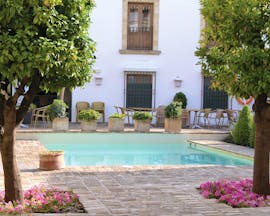 Hotel Puerta de la Luna Andalucia pool seating wicker chairs trees