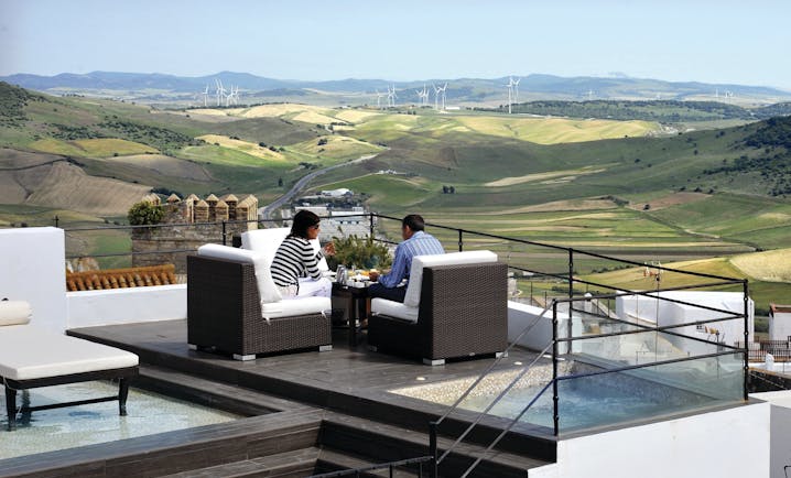 Hotel V Andalucia terrace outdoor seating views of countryside