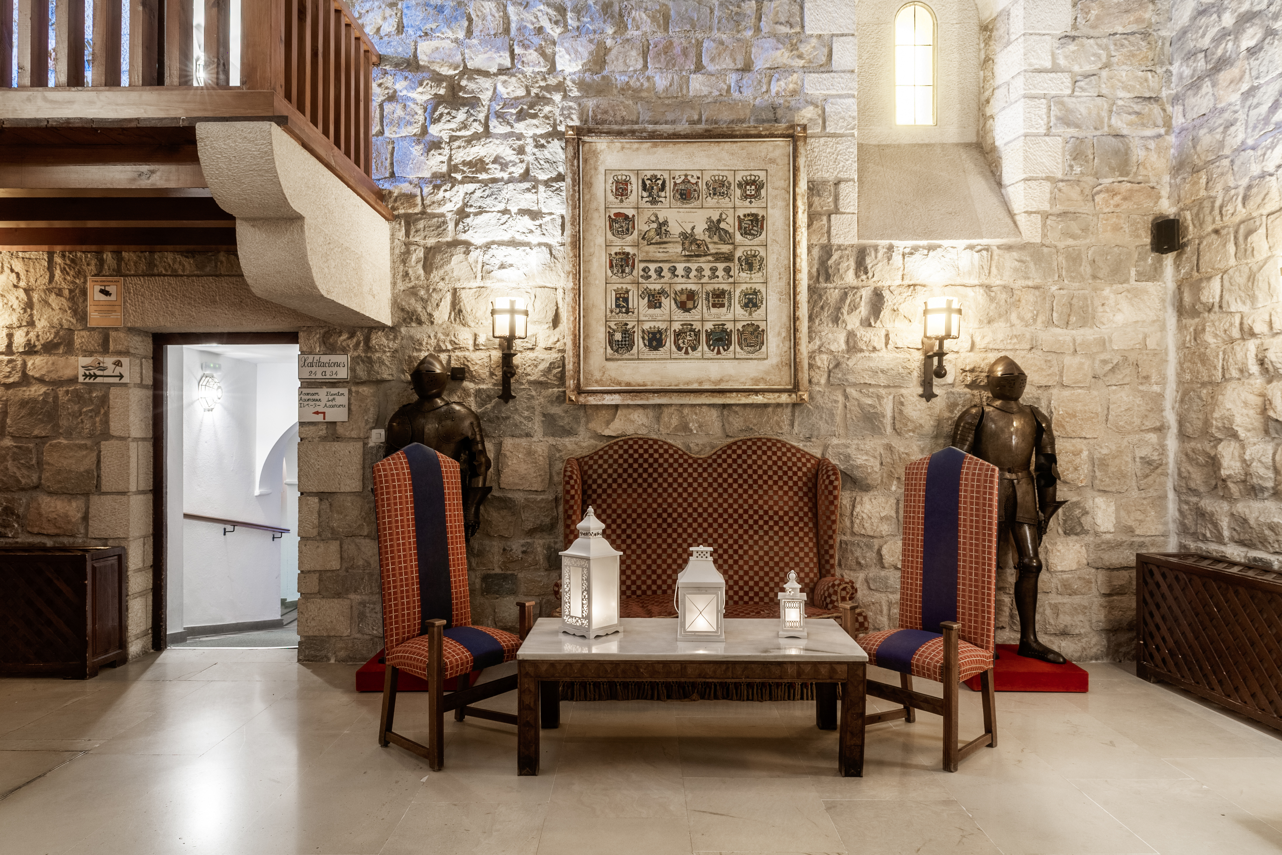 Parador de Jaen interior loung with stone walls