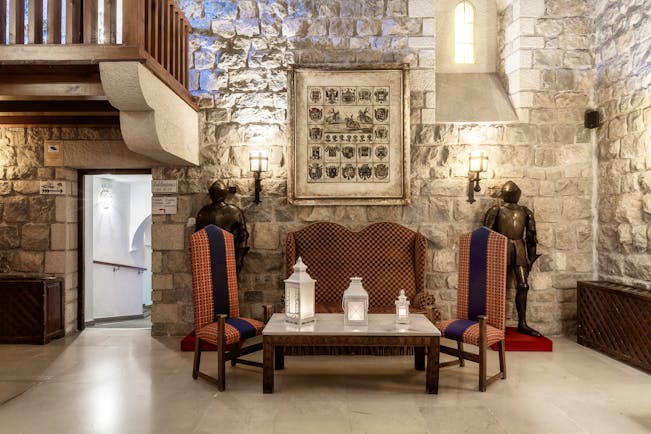 Parador de Jaen interior loung with stone walls