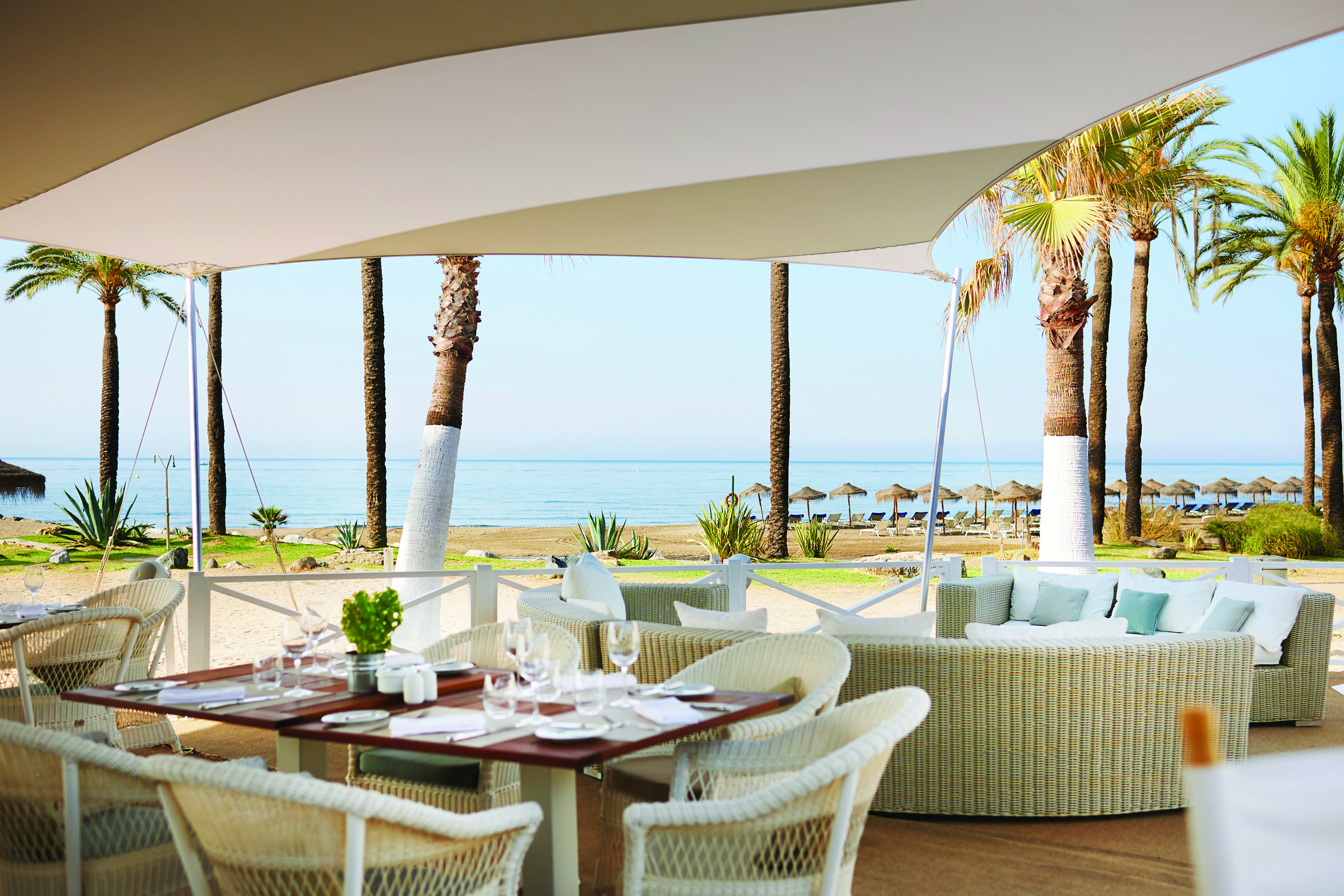 Puente Romano Marbella restaurant terrace outdoor dining sea views