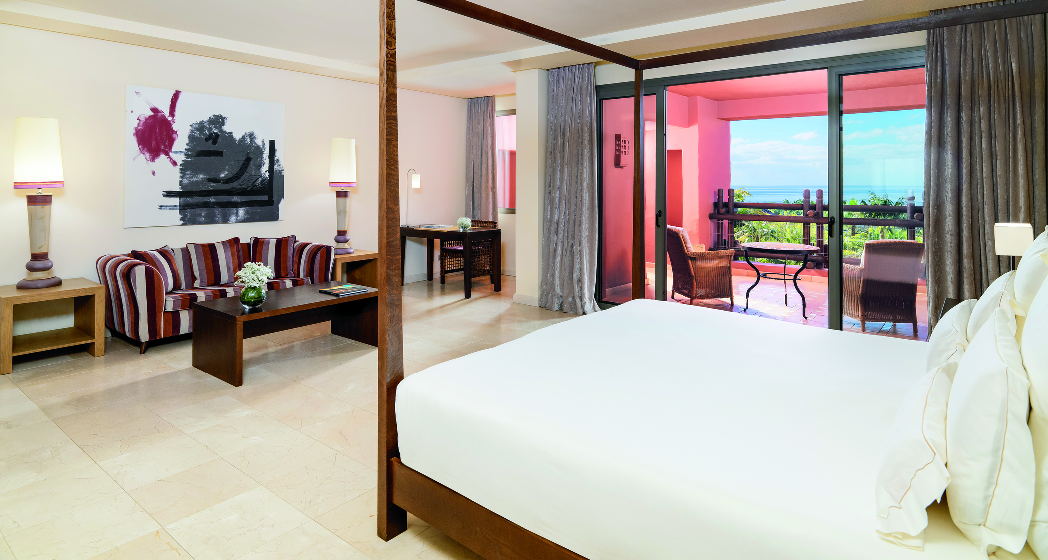 Abama Tenerife junior suite contemporary décor bed sofa sea views