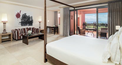 Abama Tenerife junior suite contemporary décor bed sofa sea views