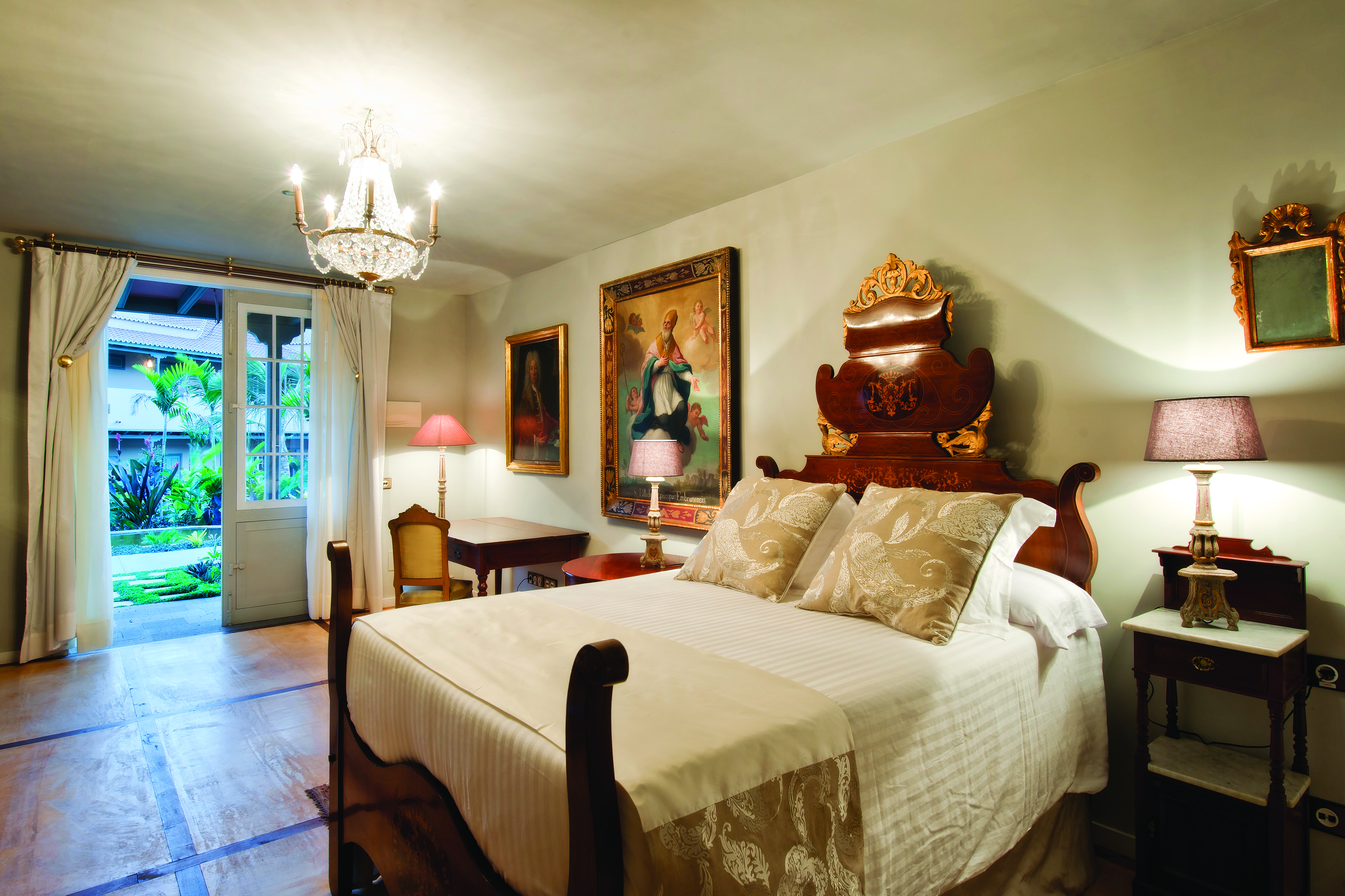 Hacienda de Abajo Canary Islands premium guest room chandelier ornate décor