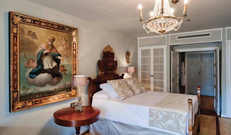 Hacienda de Abajo Canary Islands premium room bed artwork chandelier ornate décor
